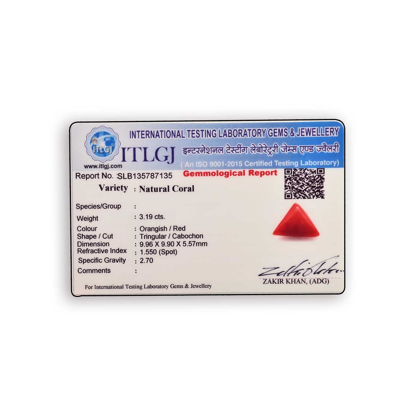 Red Coral (Moonga) Carat 3.19