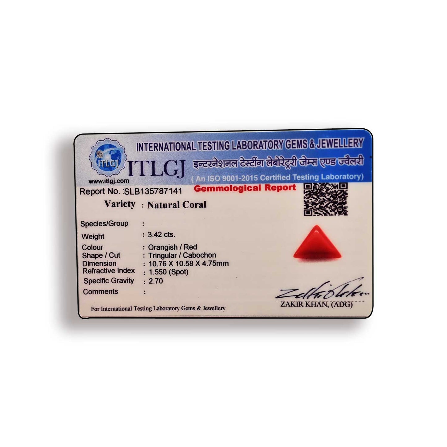 Red Coral (Moonga) Carat 3.42