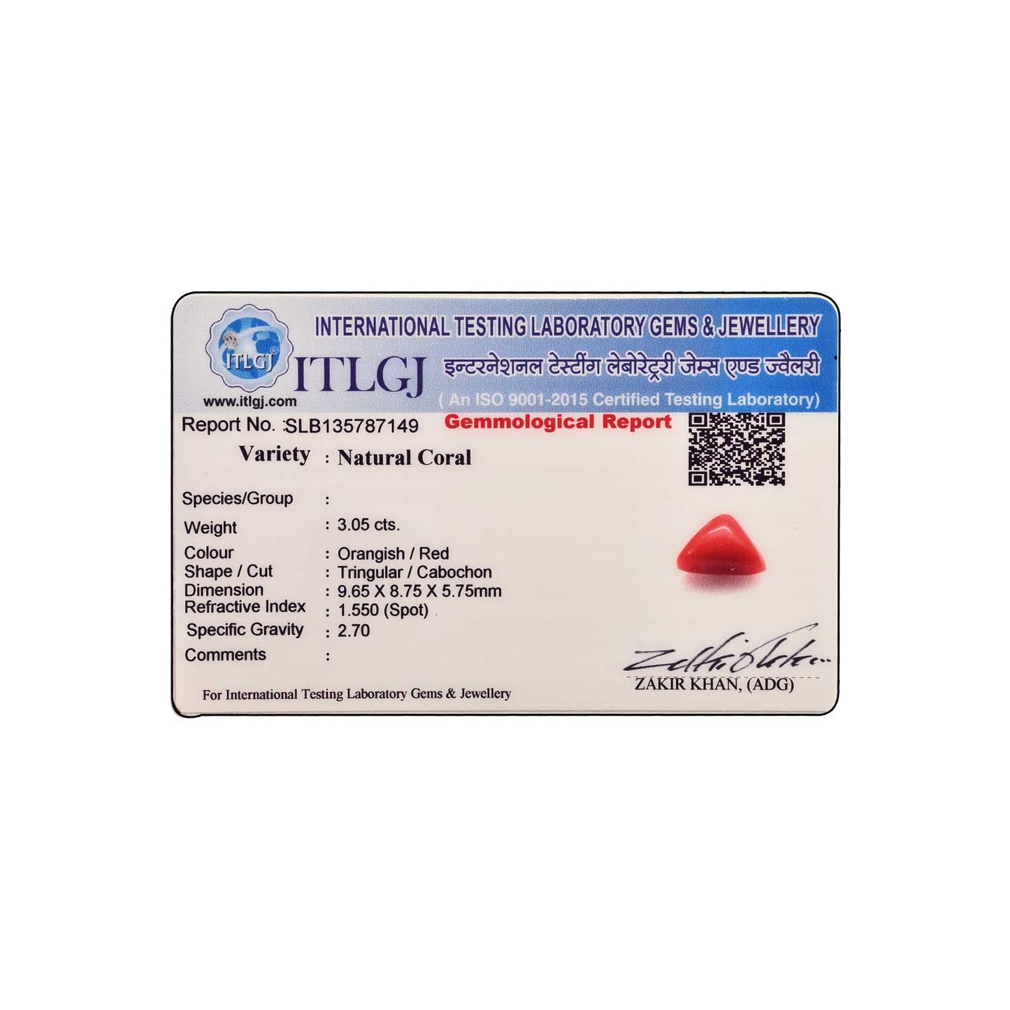 Red Coral (Moonga) Carat 3.05