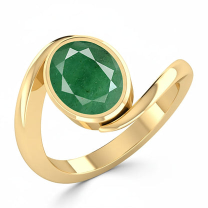 Emerald (Special Quality) Gold Wave Ring (R3)