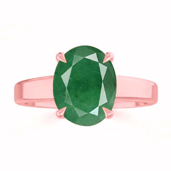 Emerald (Special Quality) Rose Gold Classic Solitaire Ring (R2)