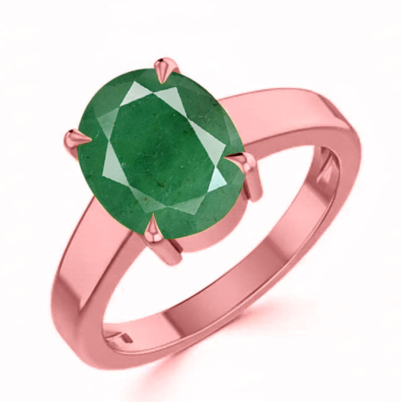Emerald (Special Quality) Rose Gold Classic Solitaire Ring (R2)