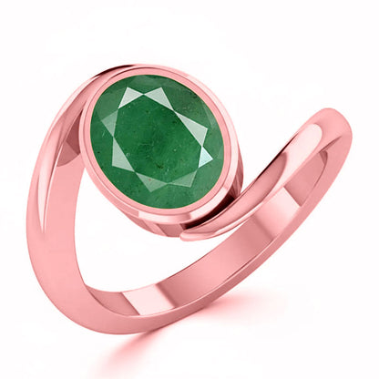Emerald (Special Quality) Rose Gold Wave Ring (R3)