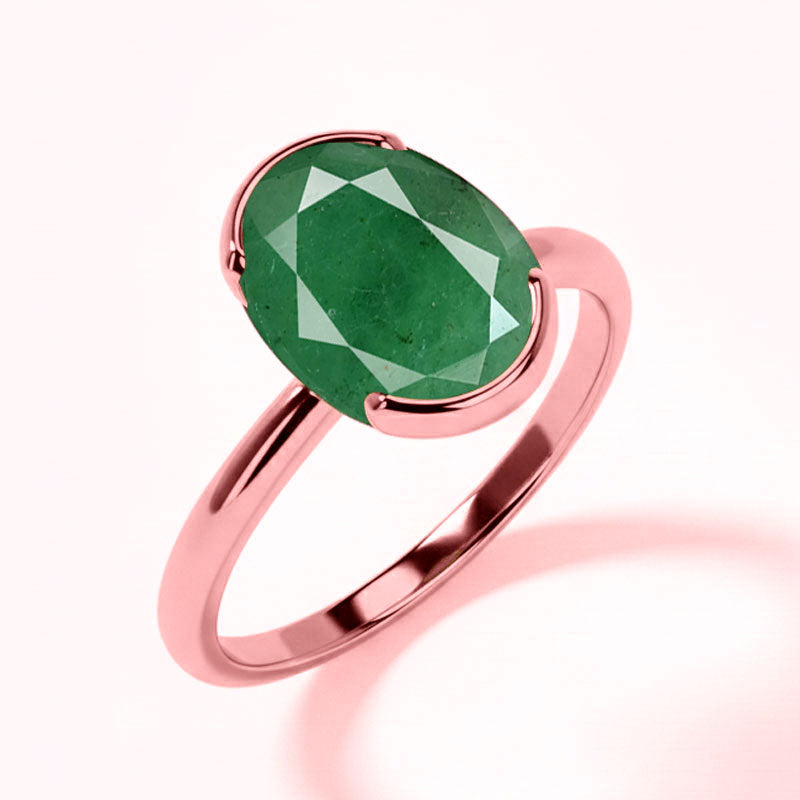 Emerald (Special Quality) Rose Gold Dual-Claw Ring (R4)