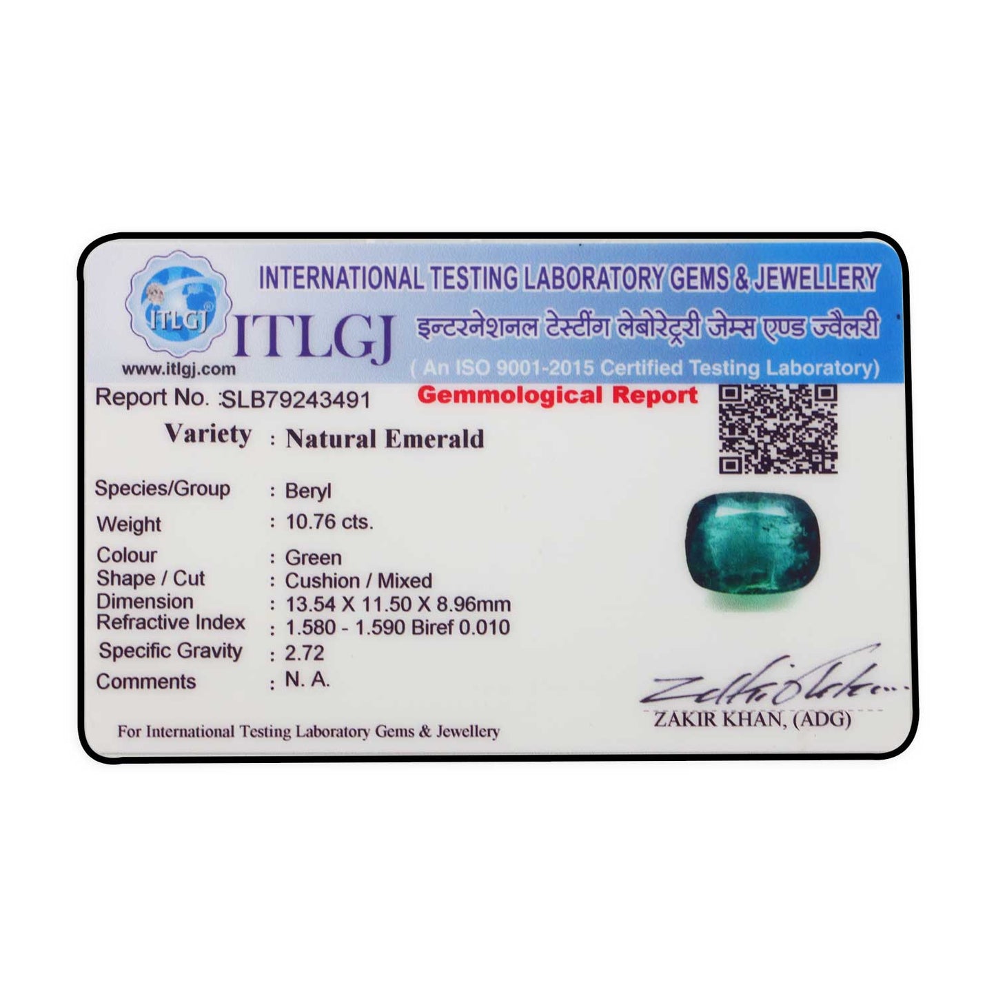 Zambian Emerald (Panna) - 10.76 Carat