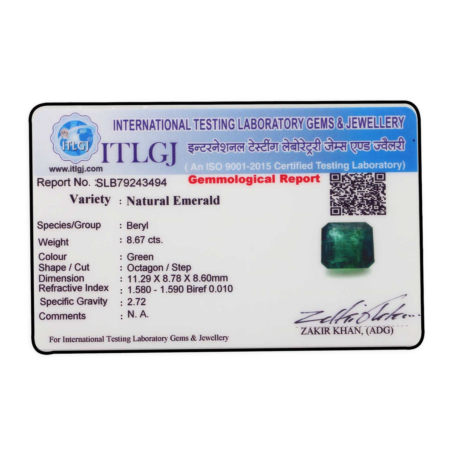 Zambian Emerald (Panna) - 8.67 Carat