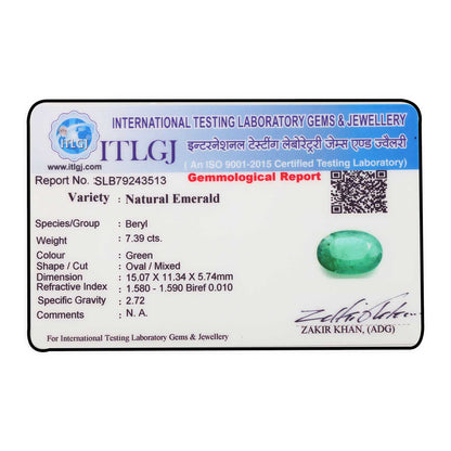 Zambian Emerald (Panna) - 7.39 Carat