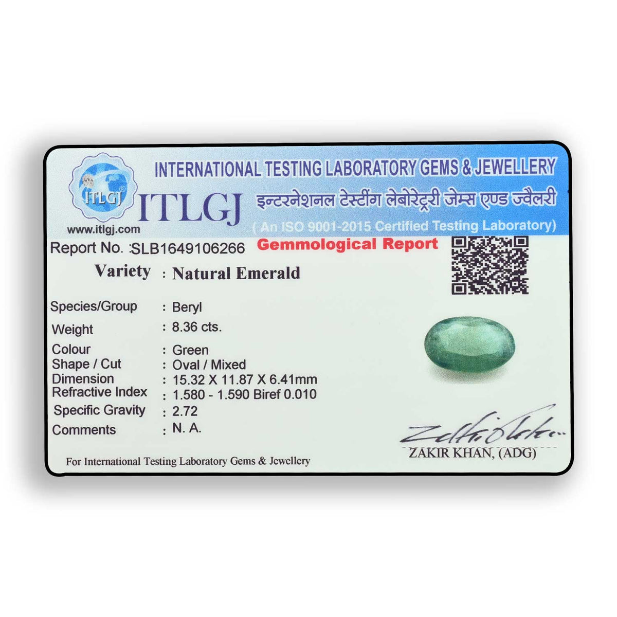 Zambian Emerald (Panna) Stone 8.36 Carat