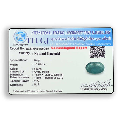 Zambian Emerald (Panna) Stone 10.28 Carat