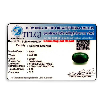 Zambian Emerald (Panna) Stone 6.95 Carat