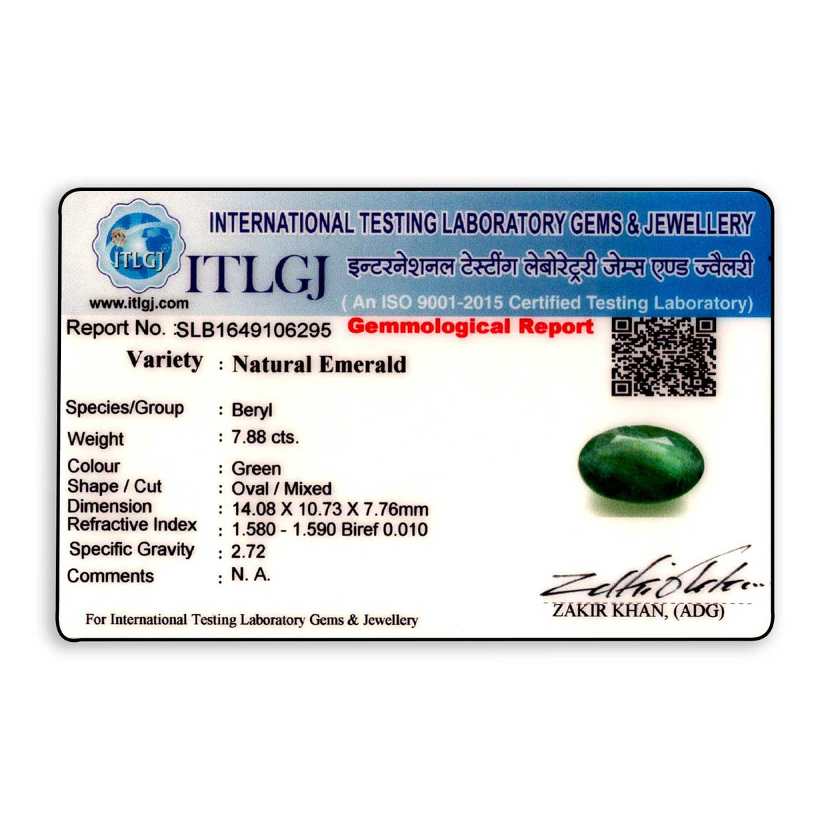 Zambian Emerald (Panna) Stone 7.88 Carat