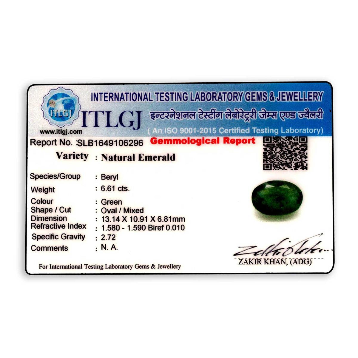 Zambian Emerald (Panna) Stone 6.61 Carat