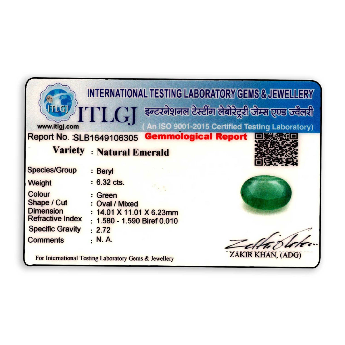 Zambian Emerald (Panna) Stone 6.32 Carat