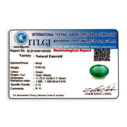 Zambian Emerald (Panna) Stone 6 Carat