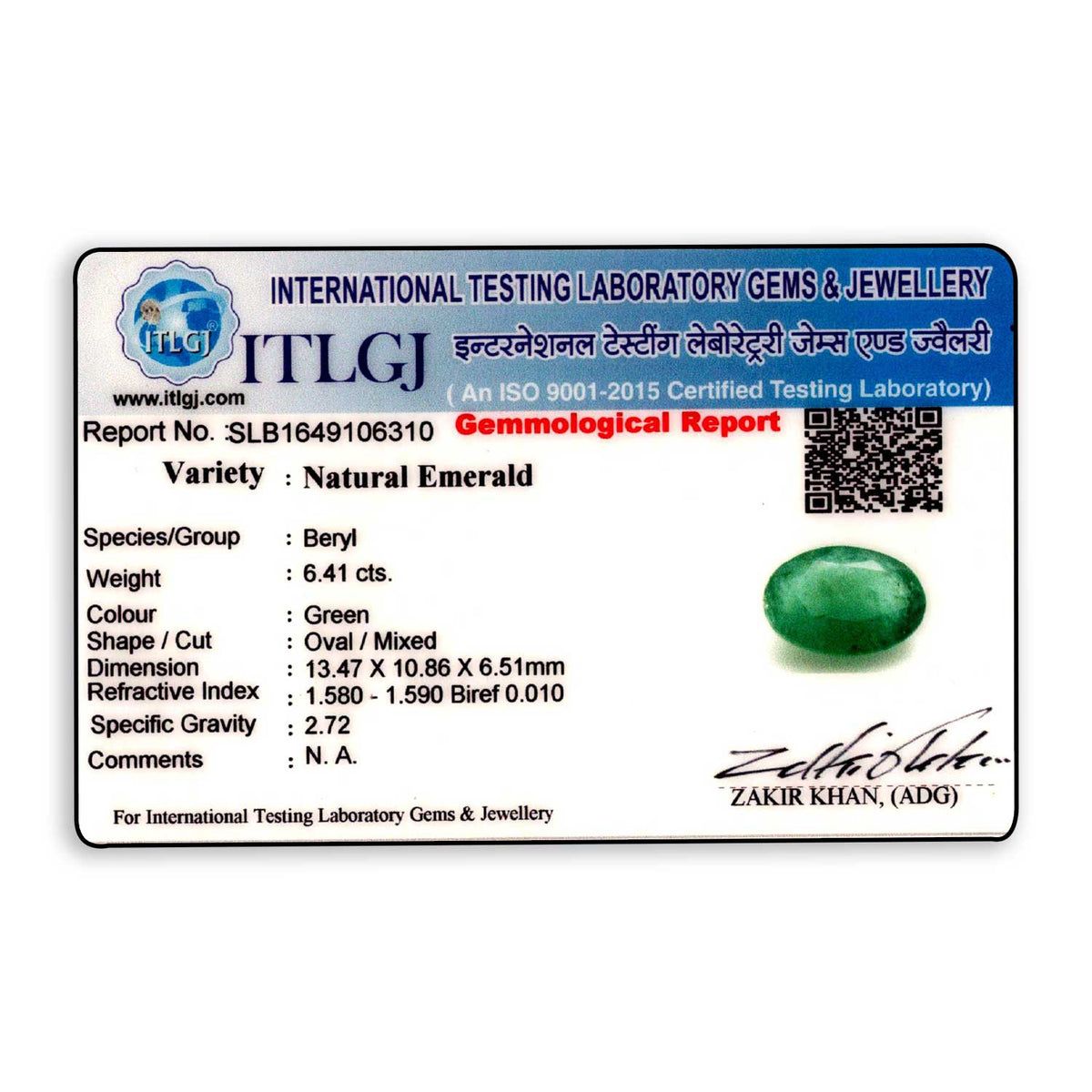 Zambian Emerald (Panna) Stone 6.41 Carat