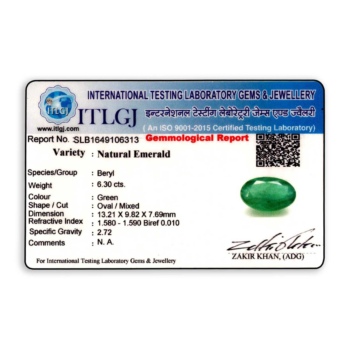 Zambian Emerald (Panna) Stone 6.3 Carat