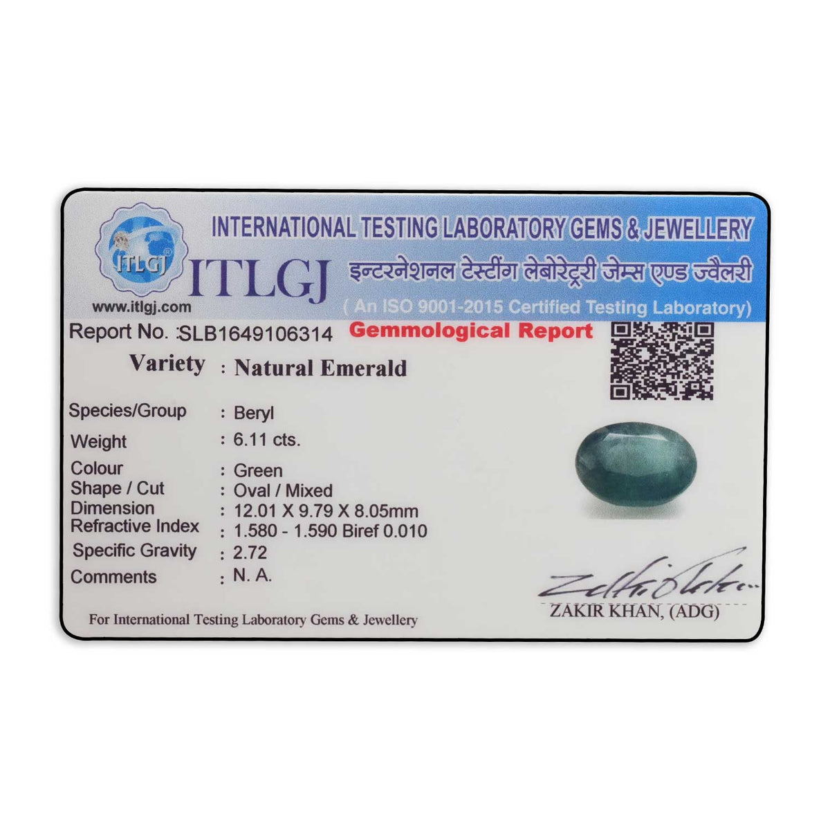 Zambian Emerald (Panna) Stone 6.11 Carat