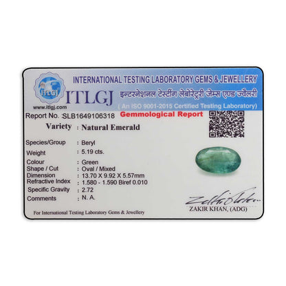 Zambian Emerald (Panna) Stone 5.19 Carat