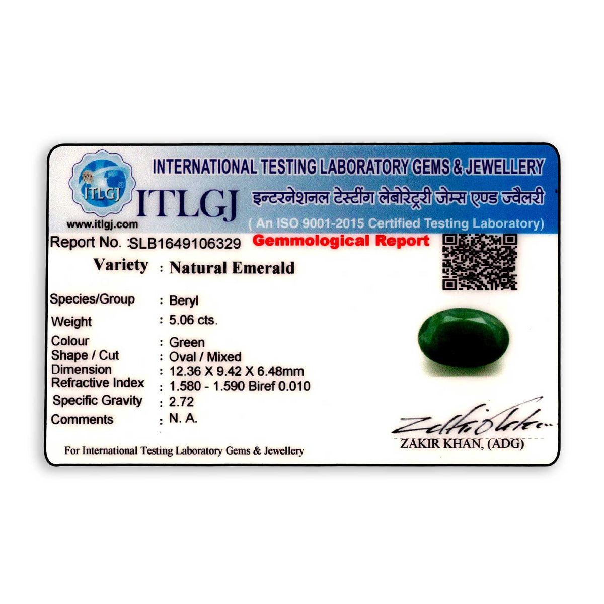 Zambian Emerald (Panna) Stone 5.06 Carat