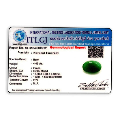 Zambian Emerald (Panna) Stone 4.42 Carat