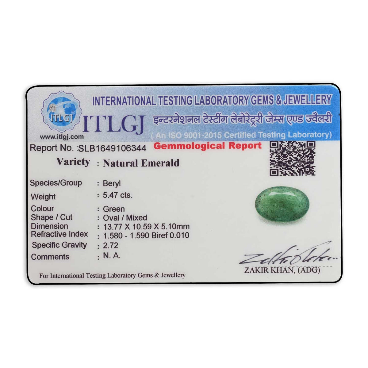 Zambian Emerald (Panna) Stone 5.47 Carat