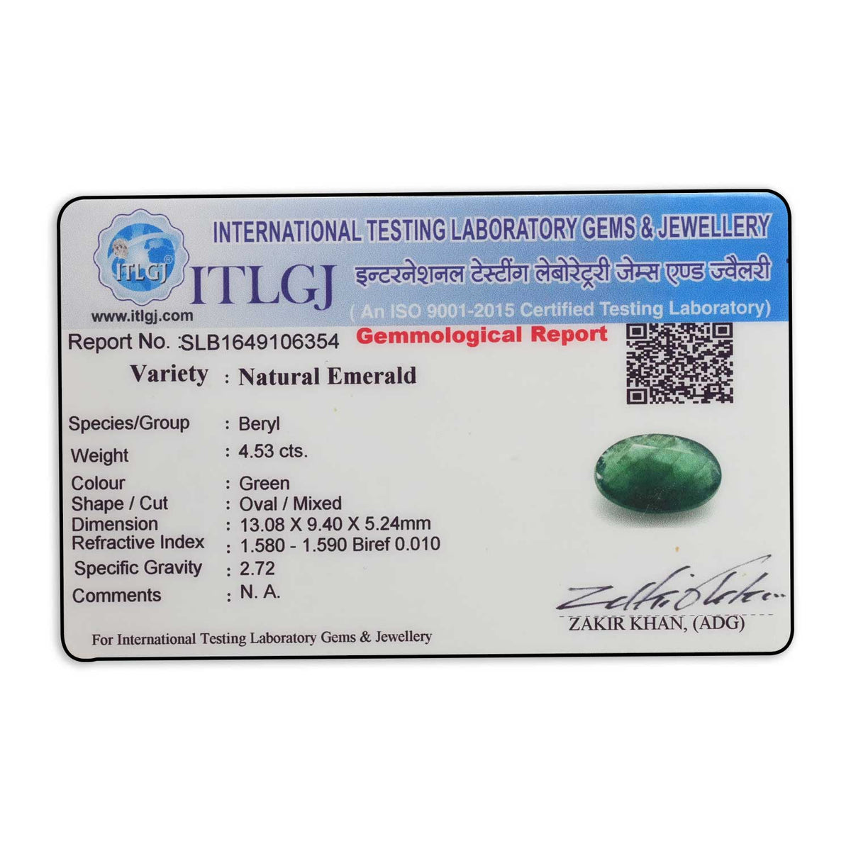 Zambian Emerald (Panna) Stone 4.53 Carat