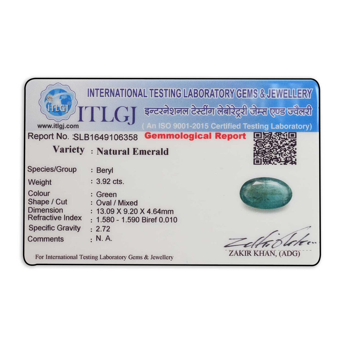 Zambian Emerald (Panna) Stone 3.92 Carat