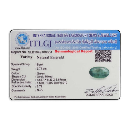 Zambian Emerald (Panna) Stone 3.77 Carat