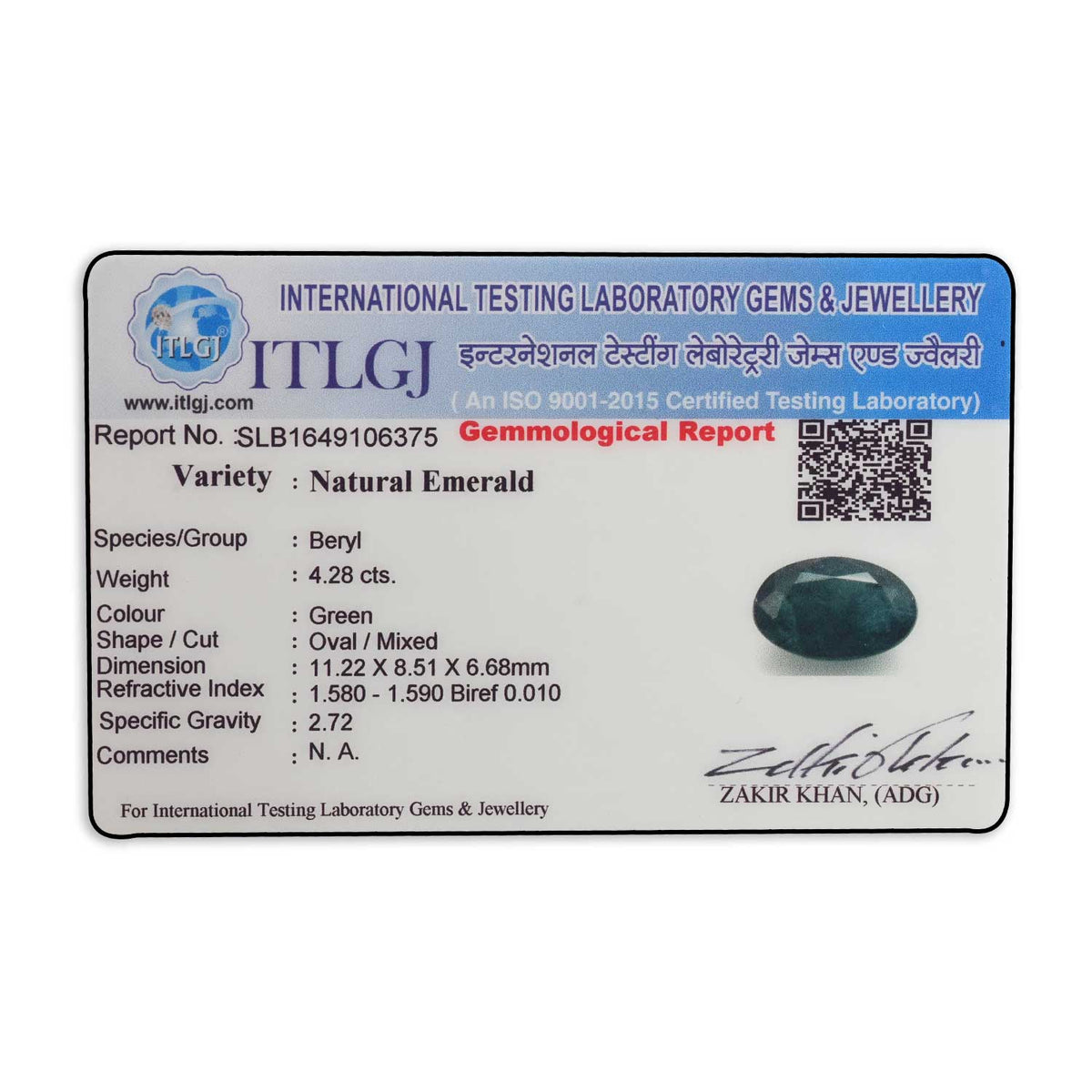 Zambian Emerald (Panna) Stone 4.28 Carat