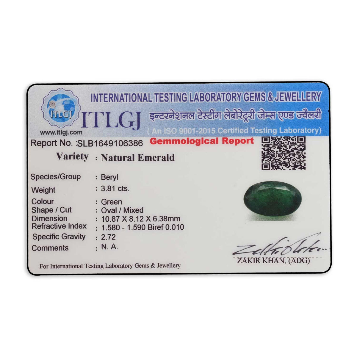 Zambian Emerald (Panna) Stone 3.81 Carat