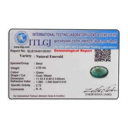Zambian Emerald (Panna) Stone 2.59 Carat
