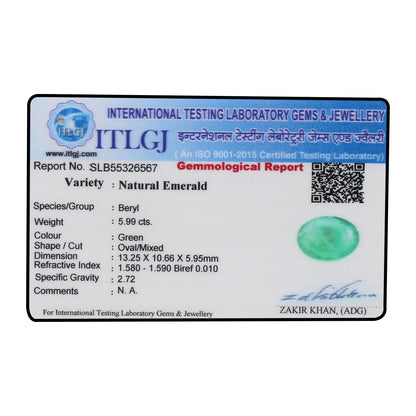 Natural Emerald (Panna) Cts 5.99 Ratti 6.59