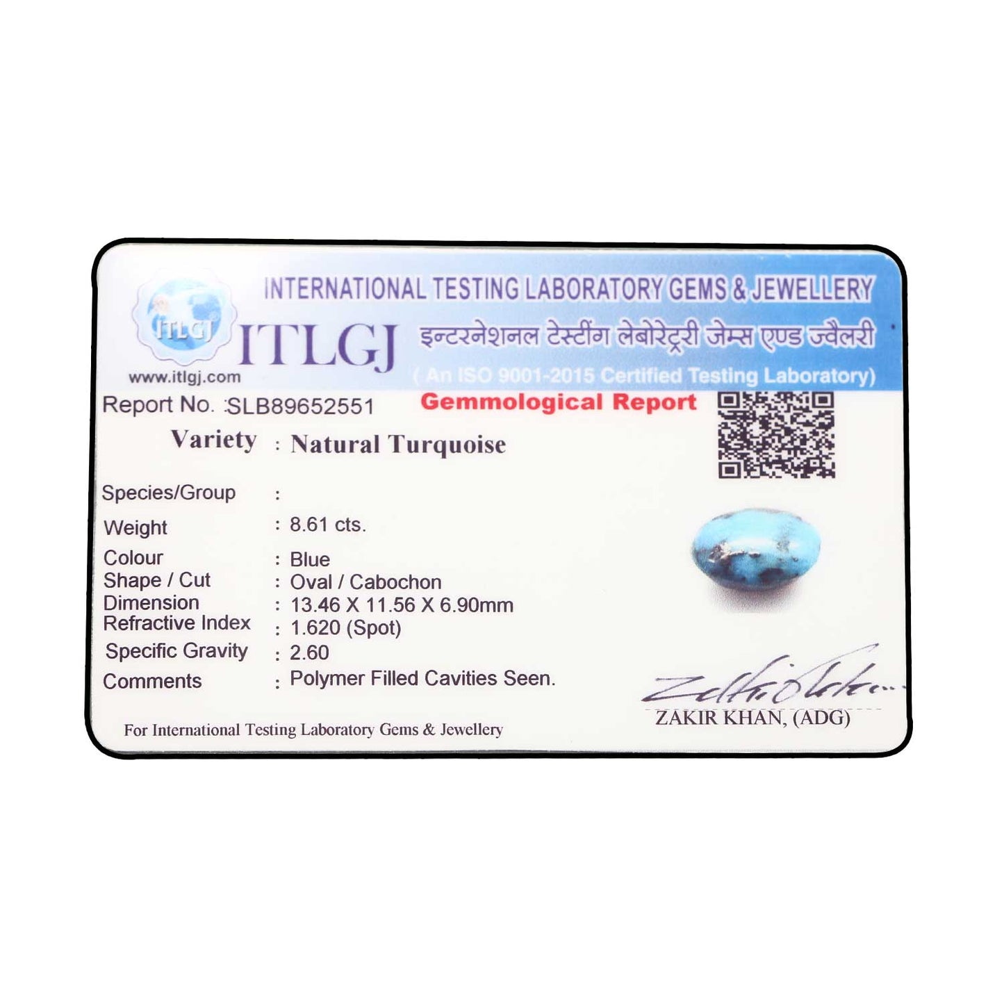 Irani Turquoise (Firoza) 8.61 Carat
