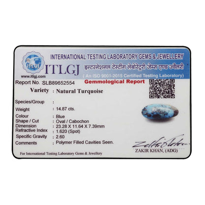 Irani Turquoise (Firoza) 14.87 Carat
