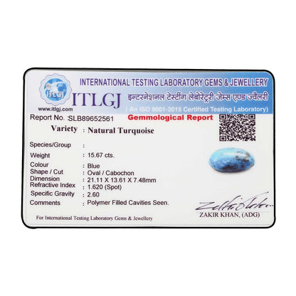 Irani Turquoise (Firoza) 15.67 Carat