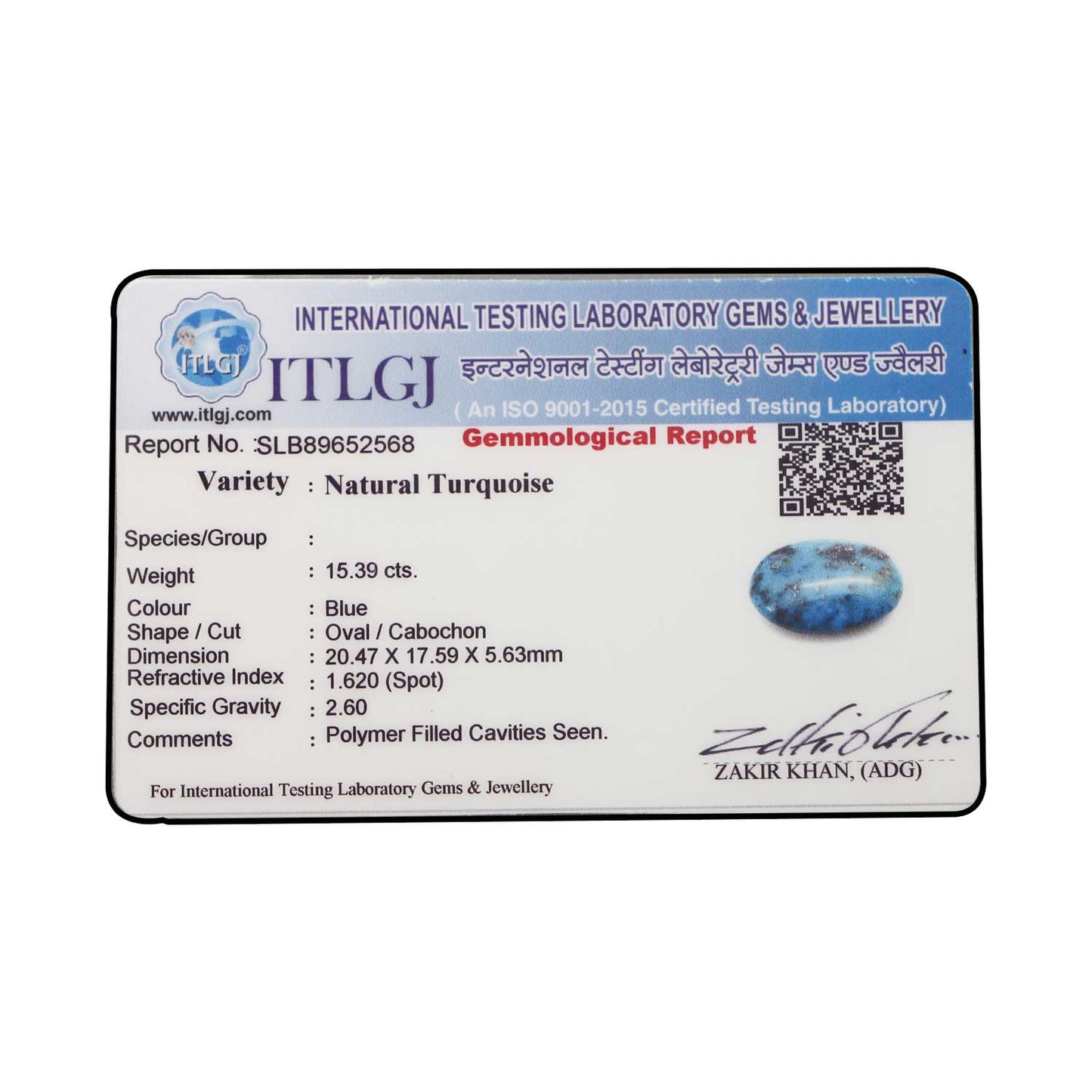 Irani Turquoise (Firoza) 15.39 Carat