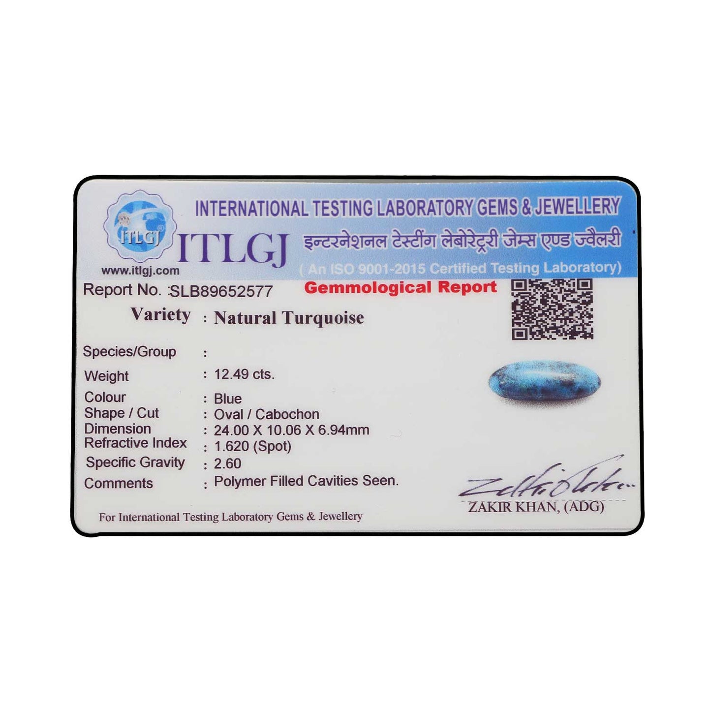 Irani Turquoise (Firoza) 12.49 Carat