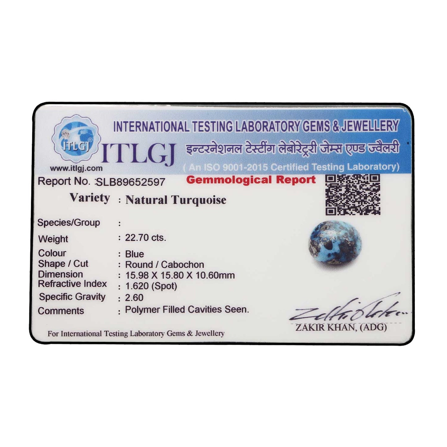 Irani Turquoise (Firoza) 22.7 Carat
