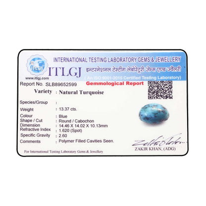 Irani Turquoise (Firoza) 13.37 Carat
