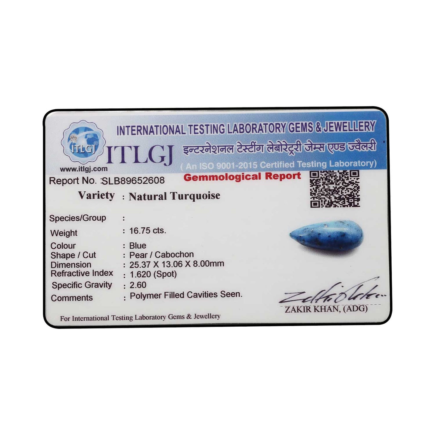 Irani Turquoise (Firoza) 16.75 Carat
