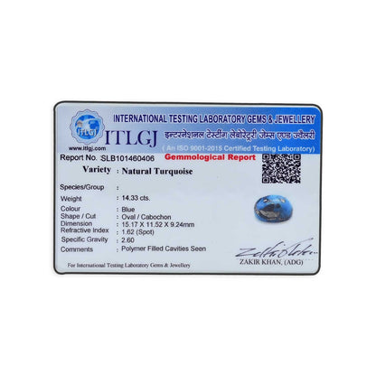 Irani Turquoise (Firoza) 14.33 Carat