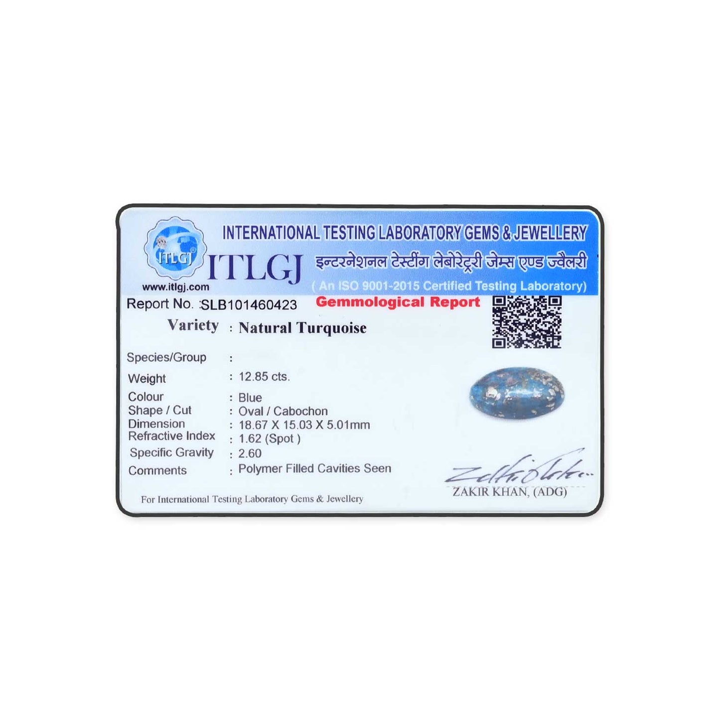 Irani Turquoise (Firoza) 12.85 Carat