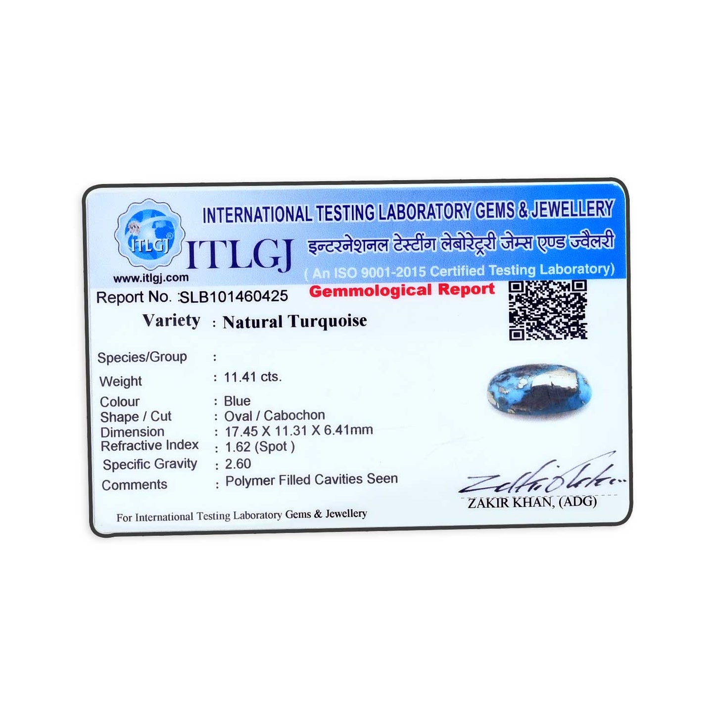 Irani Turquoise (Firoza) 11.41 Carat