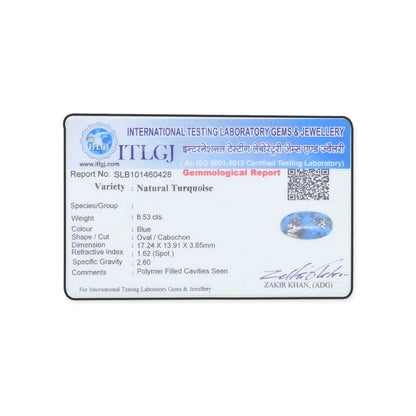 Irani Turquoise (Firoza) 8.53 Carat