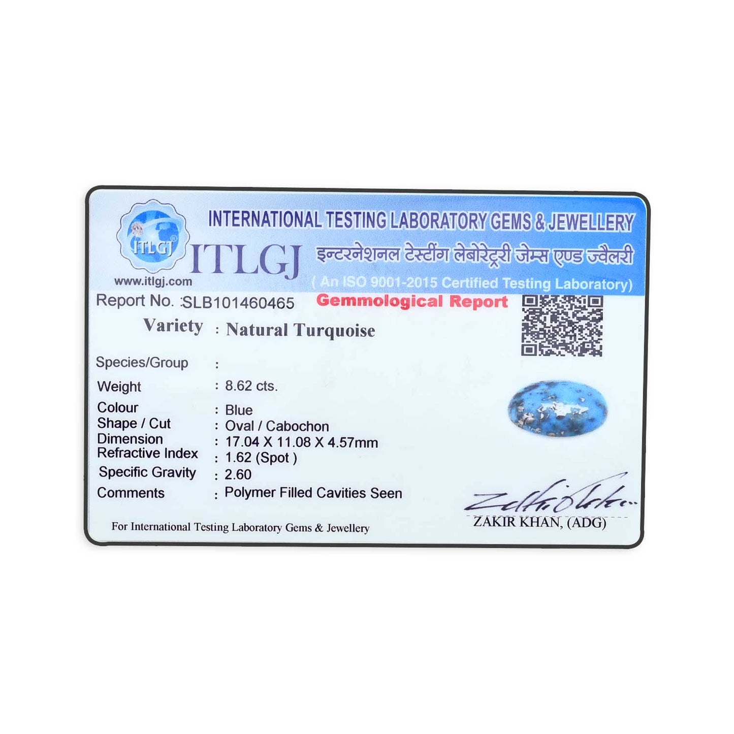 Irani Turquoise (Firoza) 8.62 Carat