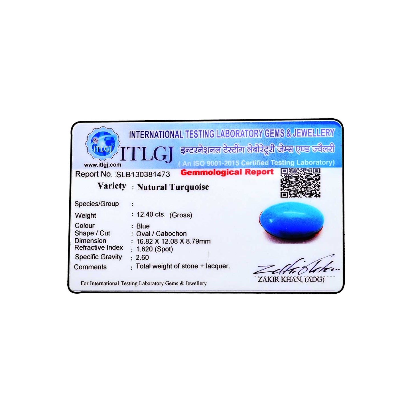 Arizona Turquoise (Firoza) 12.4 Carat