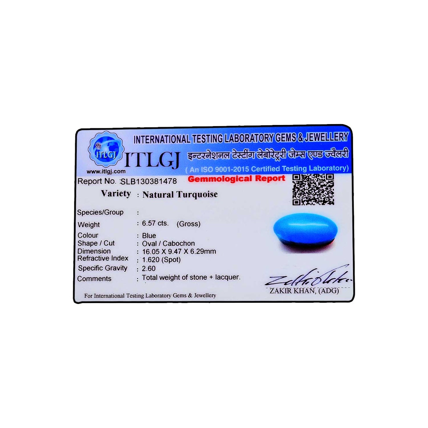 Arizona Turquoise (Firoza) 6.57 Carat