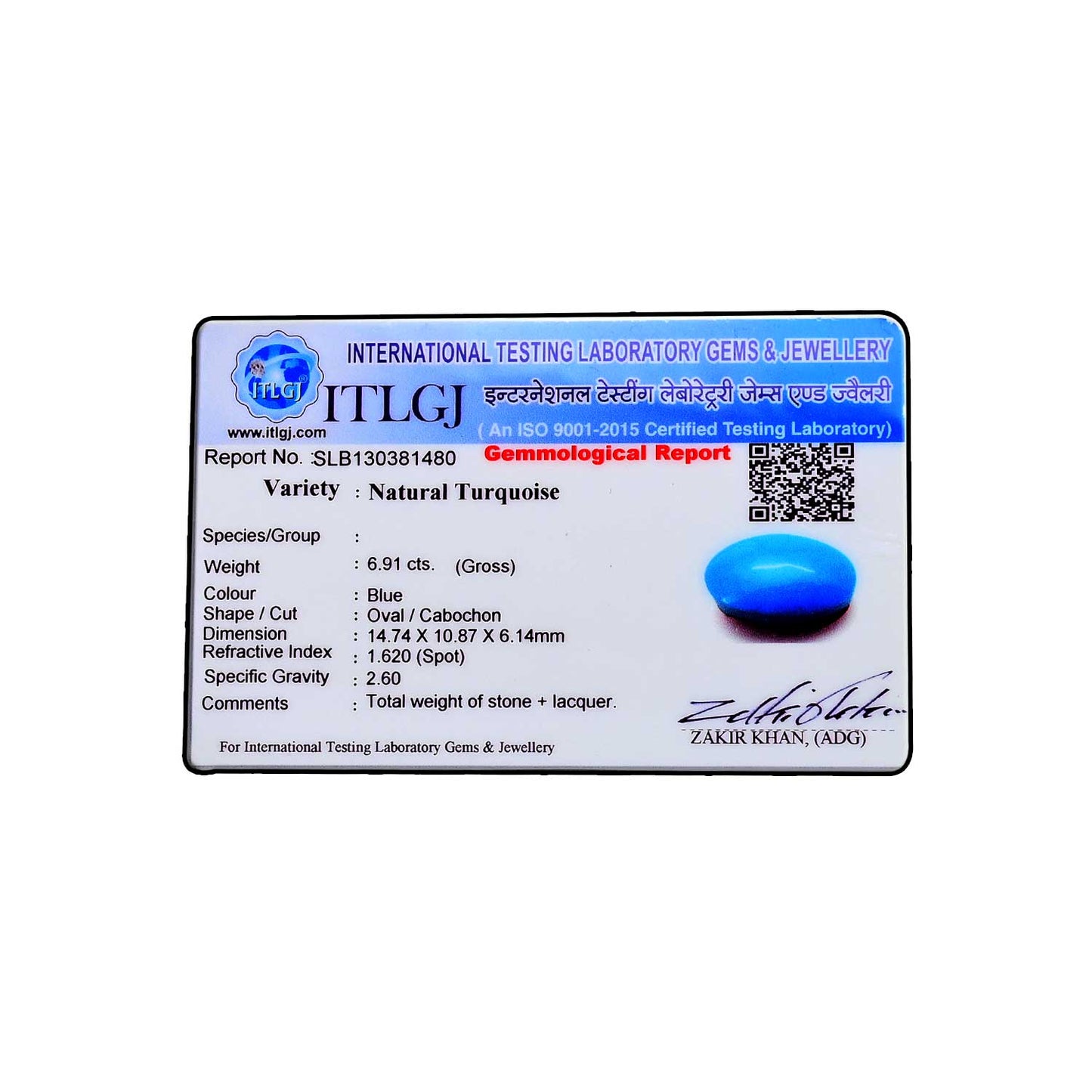 Arizona Turquoise (Firoza) 6.91 Carat