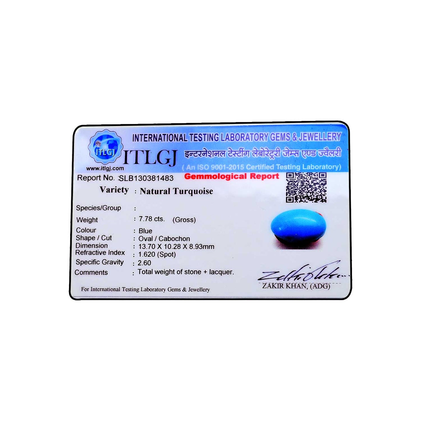 Arizona Turquoise (Firoza) 7.78 Carat