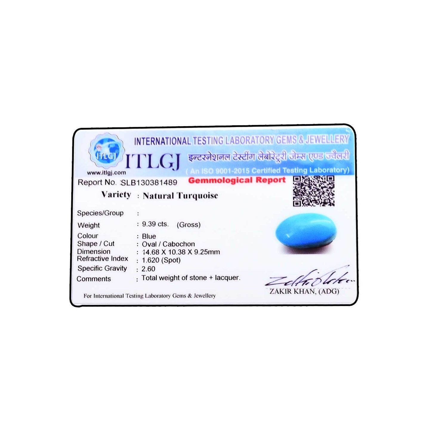 Arizona Turquoise (Firoza) 9.39 Carat